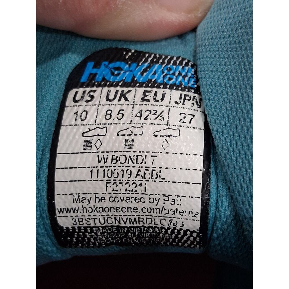 Hoka One One Women's Bondi 7 Running Sneakers Size 10 Teal Black Walking Shoes - Picture 12 of 16